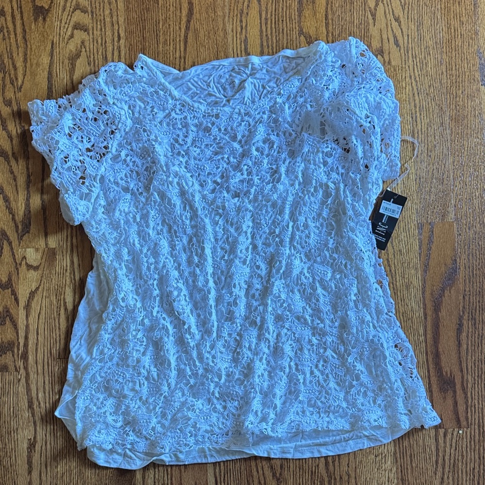 INC International Concepts White Lace Blouse